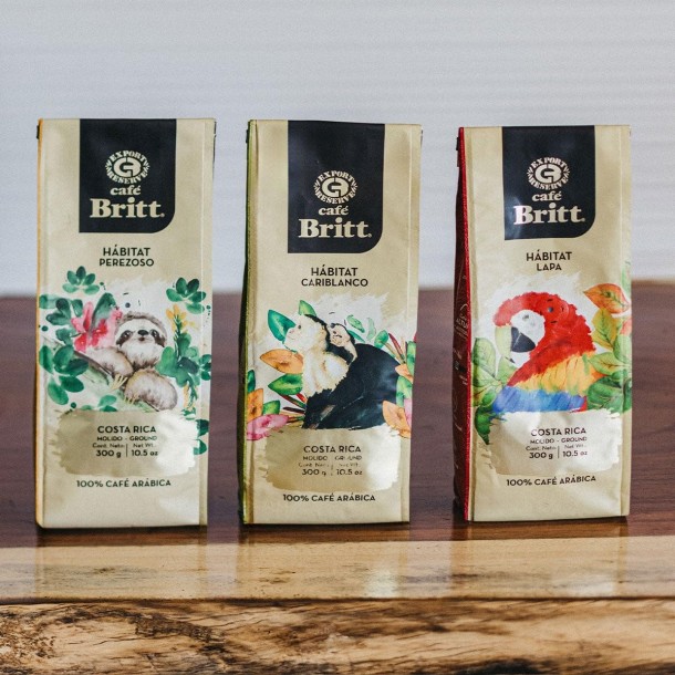Café Britt® — Costa Rican Habitat kafijas komplekts (10.5 oz.) (3 iepakojumi) (Sloth, Lapa & Cariblanco) — kafijas pupiņas, arabikas kafija, košers, bez lipekļa, gardēdis un vidēji gaišs un tumšs grauzdējums